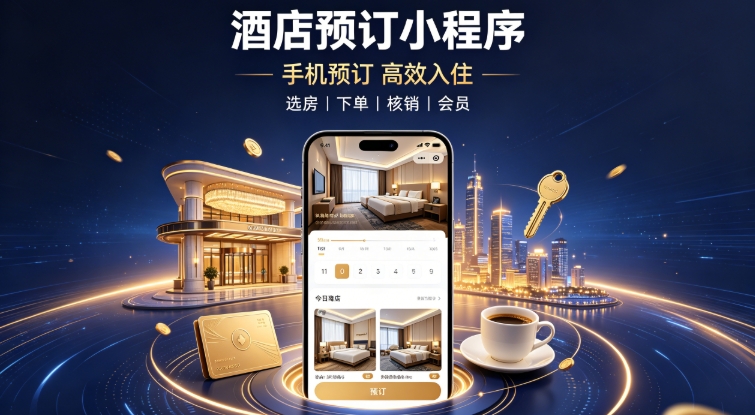 酒店自营预订小程序定制开发实战案例｜寻宝黄金城本地门店私域小程序开发运营全解析